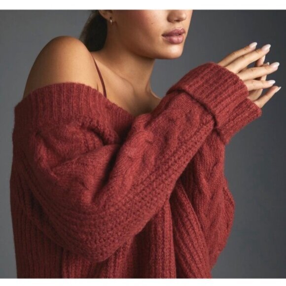 Anthropologie Mare Mare Layered Sweater &Slip Dress in Crimson Red NWOT - Picture 3 of 9